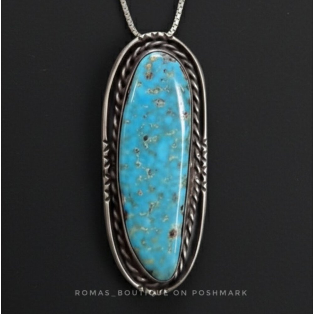 Navajo sterling silver and turquoise pendant and  brooch